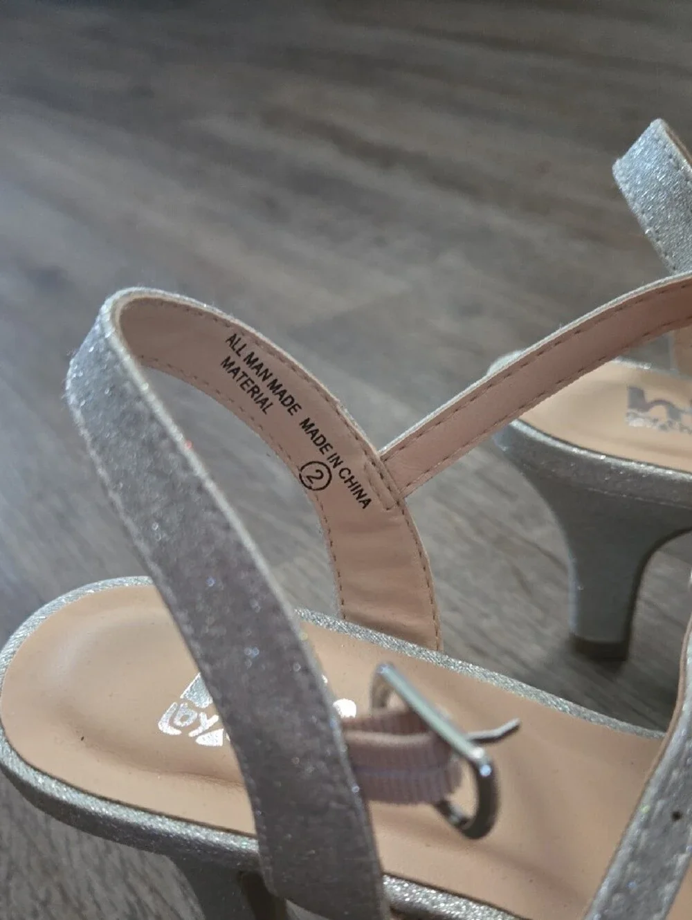 Girls Size 2 Silver Rhinestone Heels